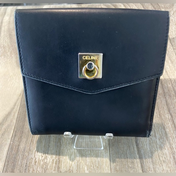 Celine Vintage Black Wallet! Gold flap hardware.RARE - Picture 3 of 7